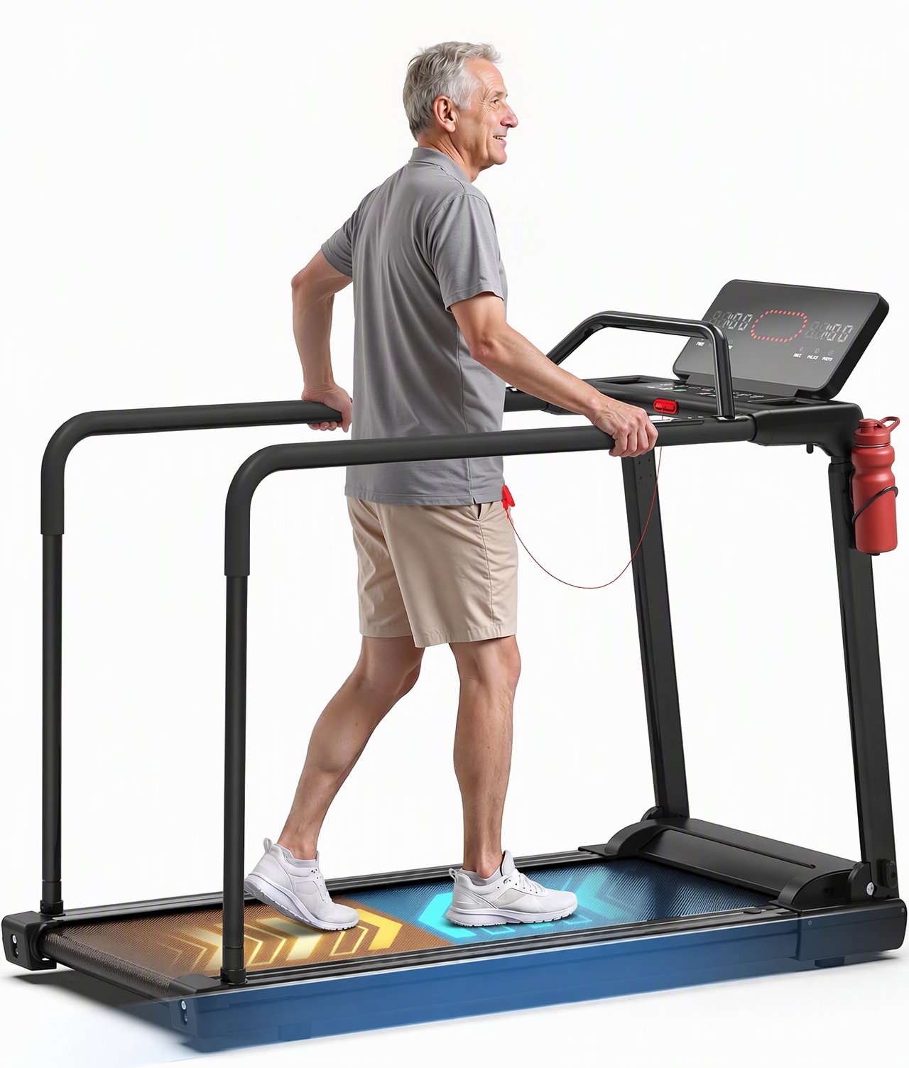 JK16F senior walking treadmill with long handrails by KREEDA