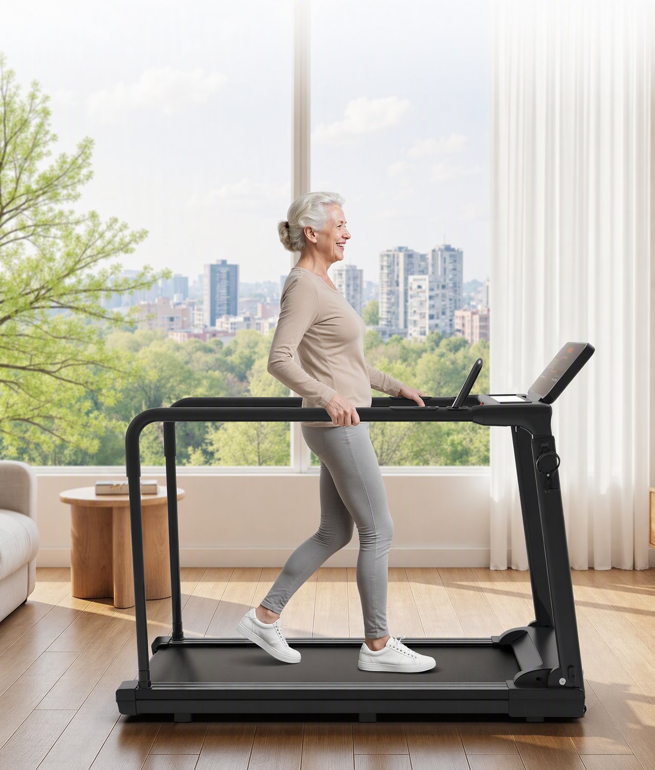 JK16F treadmill for forward and reverse walking in a living room